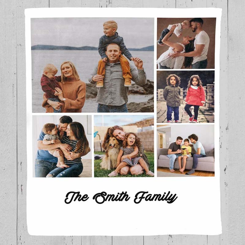Personalized Family Photo and Name Blanket