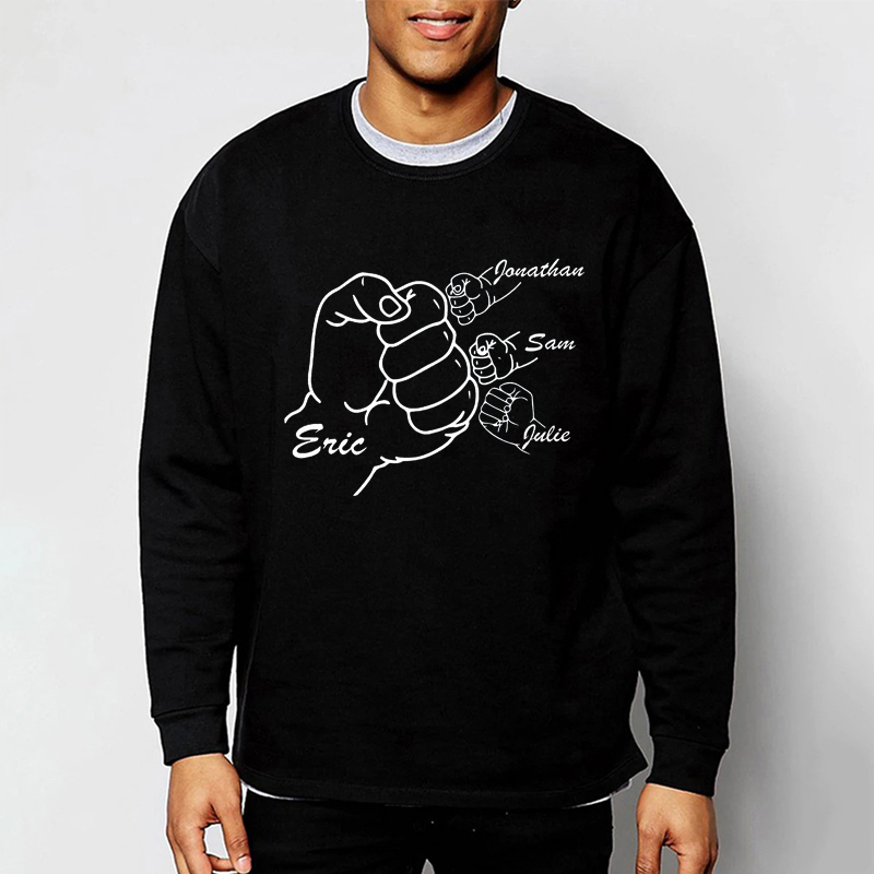 Personalized Sweatshirt Fist Bump with Custom Name for Super Dad
