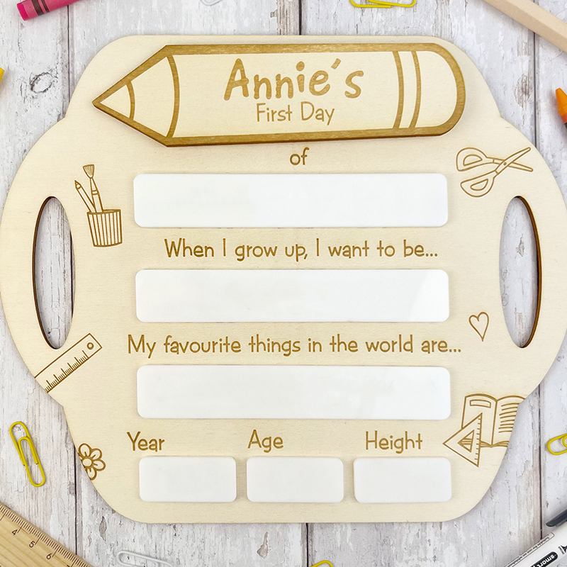 Personalized First Day Of School Sign Custom Name Wonderful Gift for Kids