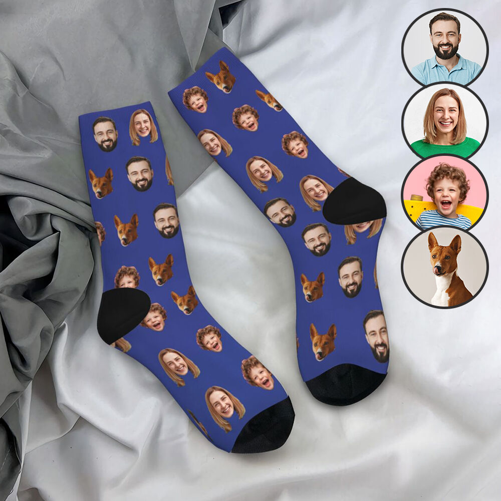 Calzini personalizzati con viso con foto multiple Divertente calzino a metà polpaccio Regalo per famiglia