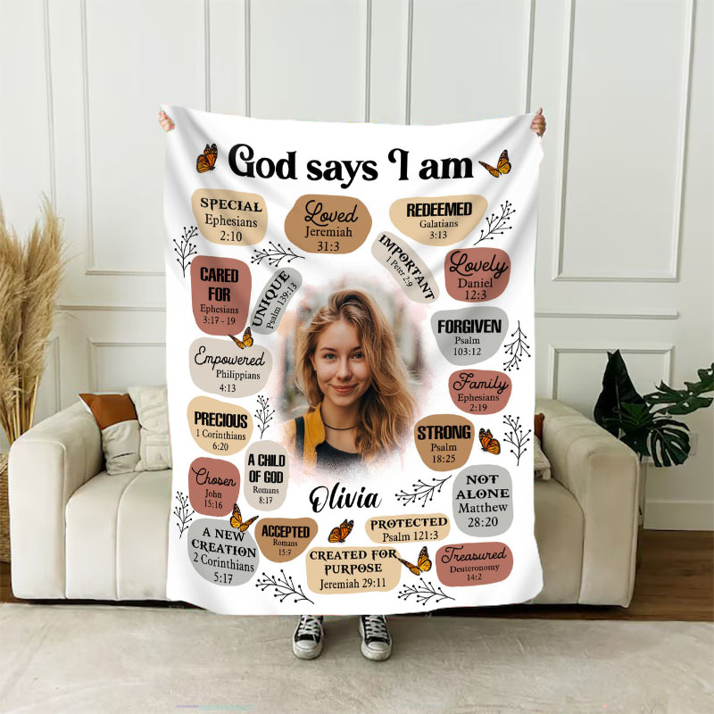 Personalized Picture Blanket with Butterflies Pattern Warm Present for Dear Friend