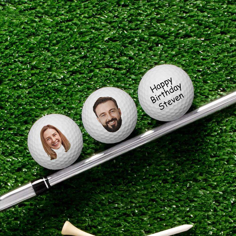Personalized Golf Ball Set of 3 Customized Couple Photo and Vow Gift for Valentine's Day