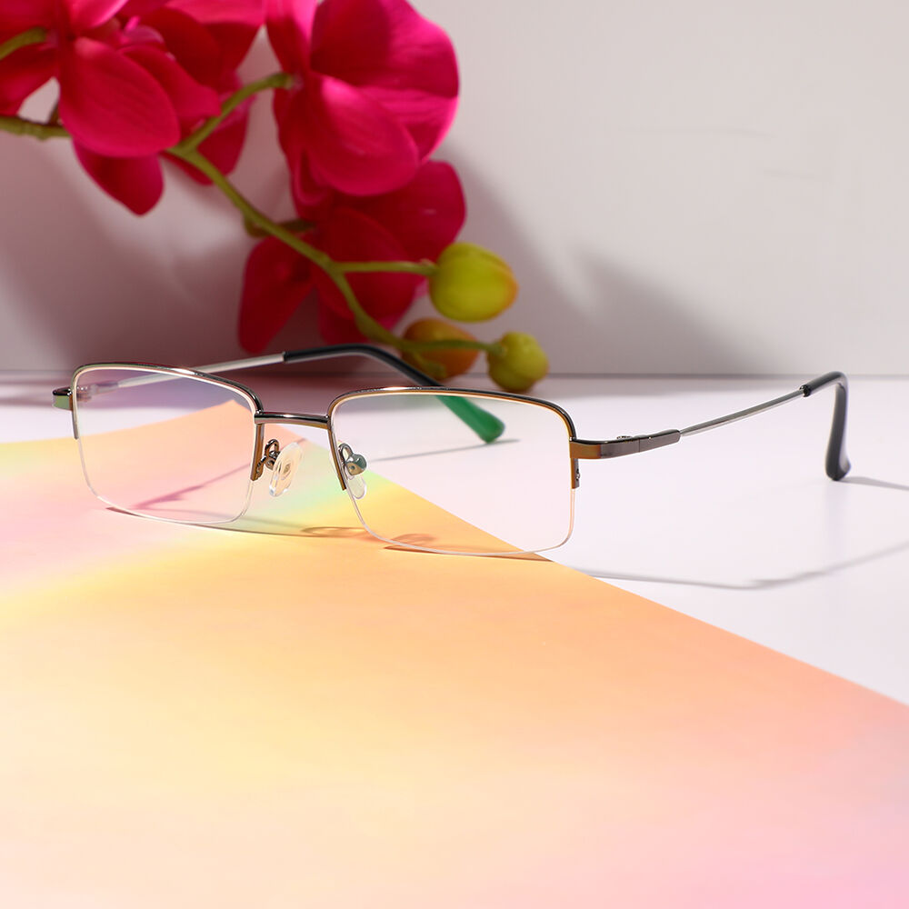 Lee Rectangle Gunmetal Glasses