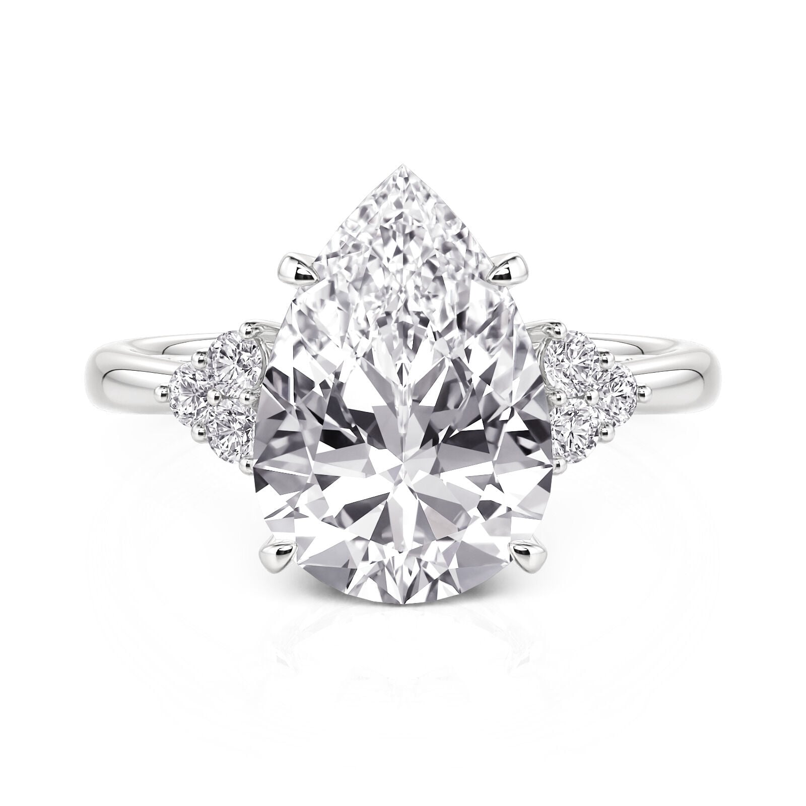 Jeulia Pear Three Stone Engagement Ring Sterling Silver