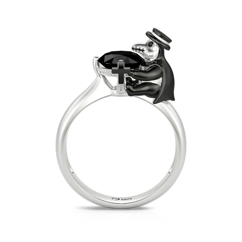 Black Round Cut Sterling Silver Rings Crow Doctor Hug Me Rings
