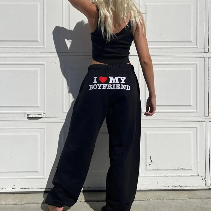 Personalized Pants I Love My Boyfriend with Heart Pattern Valentine's Day Gift for Lover