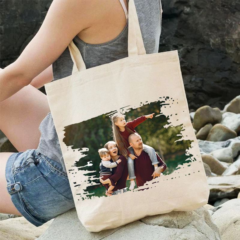 Personalised Tote Bags Add Full Frame Photo Custom Grocery Bag