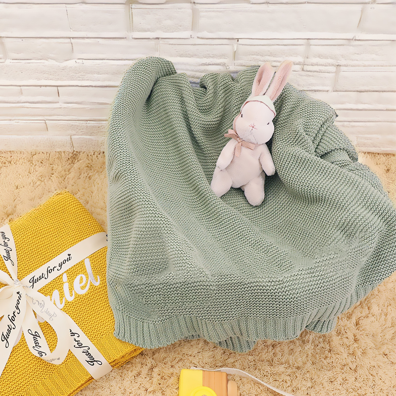 Personalized Baby Knitted Blanket with Embroidered Name Beautiful Gift for Kid