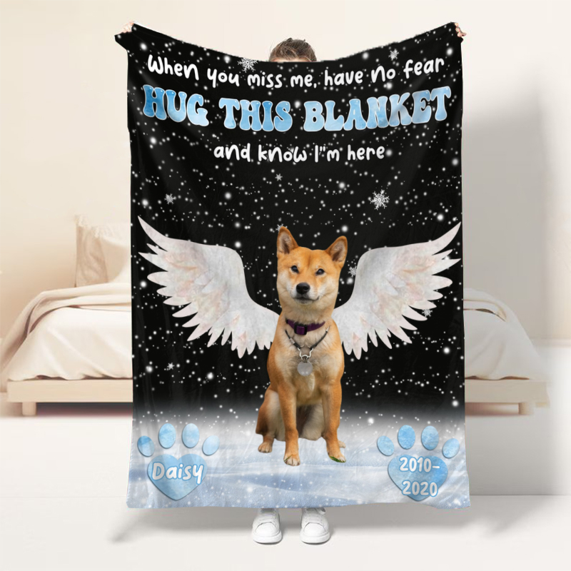 犬 ペット 写真 ウイング 雪柄 ブランケット オリジナル