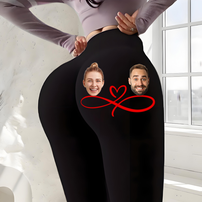Personalized Leggings Custom Couple Head Photo Infinite Love Design Perfect Gift for Her Lovers