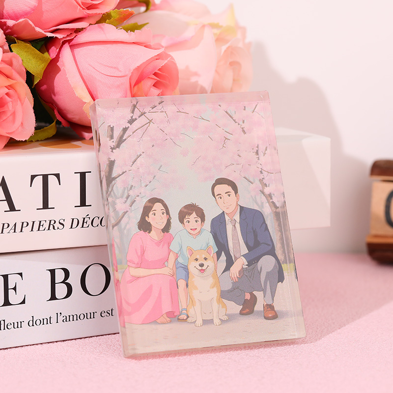 Personalized Ghibli Photo Style Acrylic Plaque Gift for Family