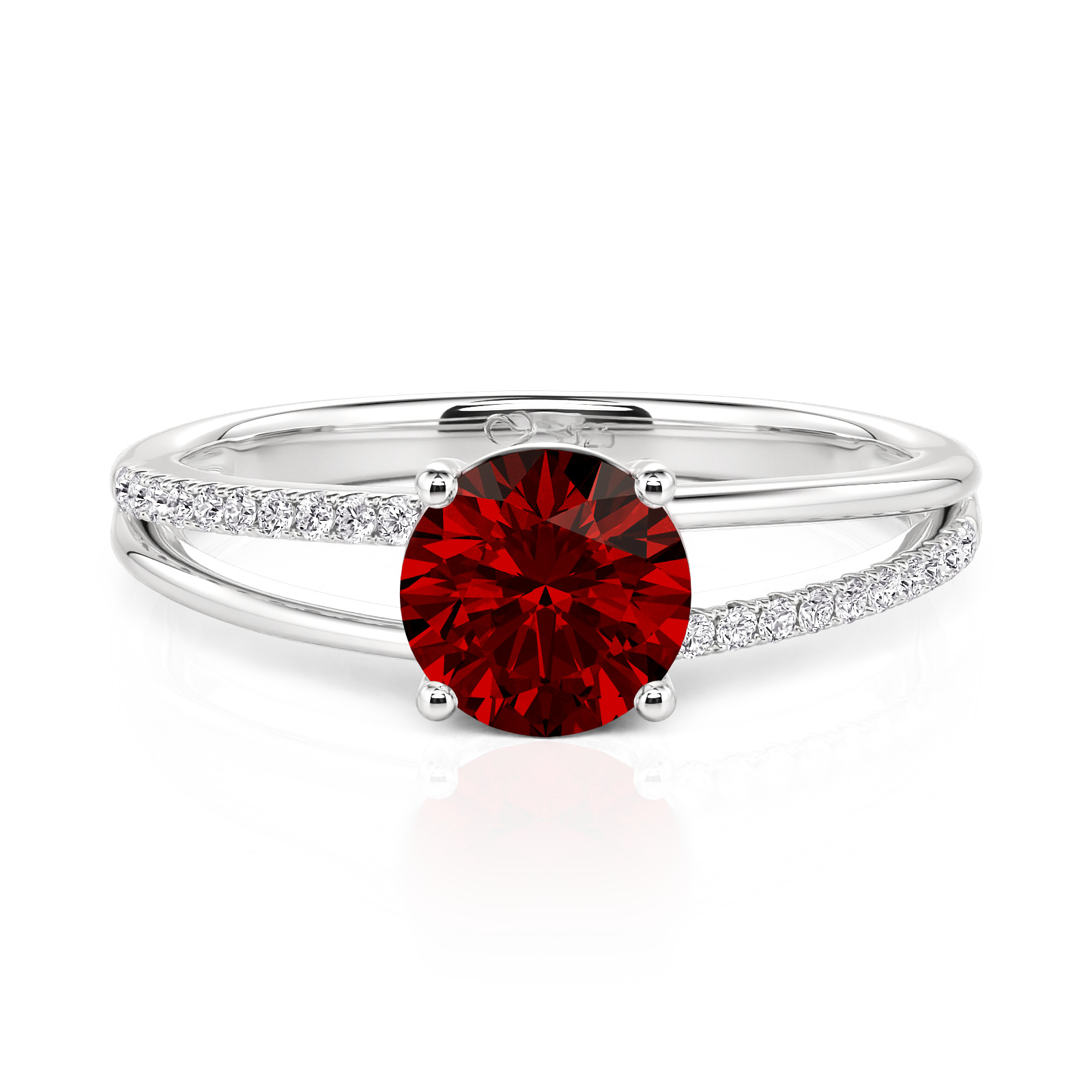 Jeulia Custom Split Shank Round Cut Promise Ring with Birthstone