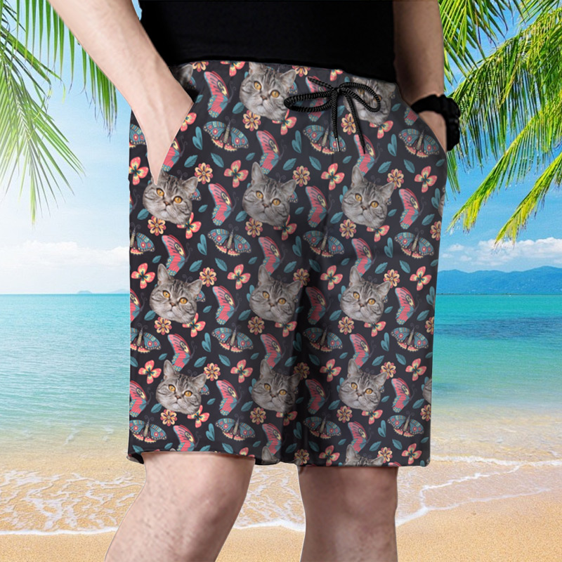 Cuadro personalizado Pantalones cortos de playa para hombre con motivo de mariposas Bonito regalo para amigo