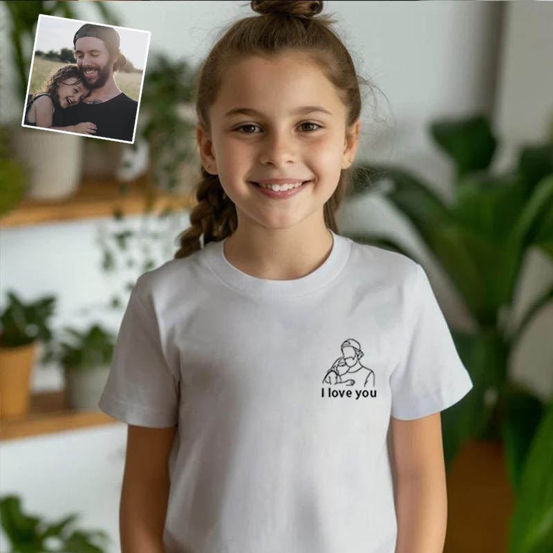 Personalisiertes besticktes T-Shirt für Kinder Individuelle Umrisszeichnung Warmes Geschenk für Kinder