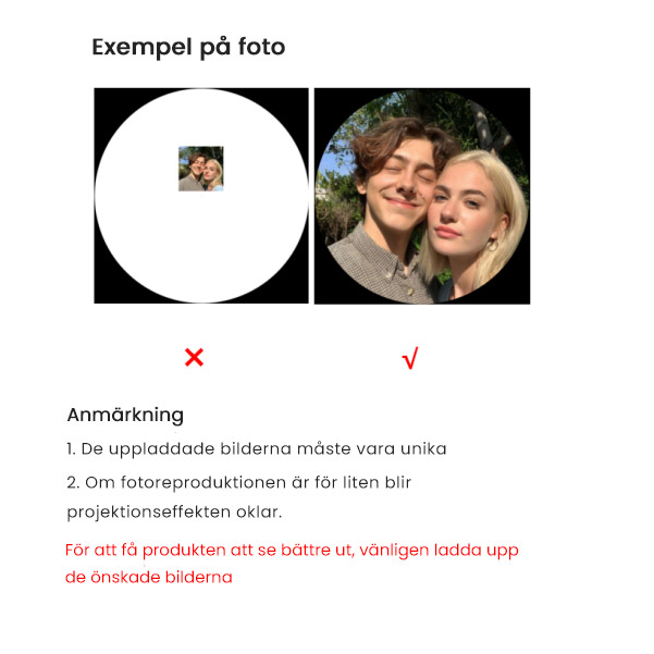 Personlig nyckelring med fotoprojektion - hjärta