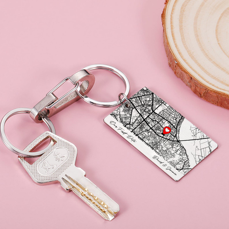 Personalized Map Keychain Special Gift for Family