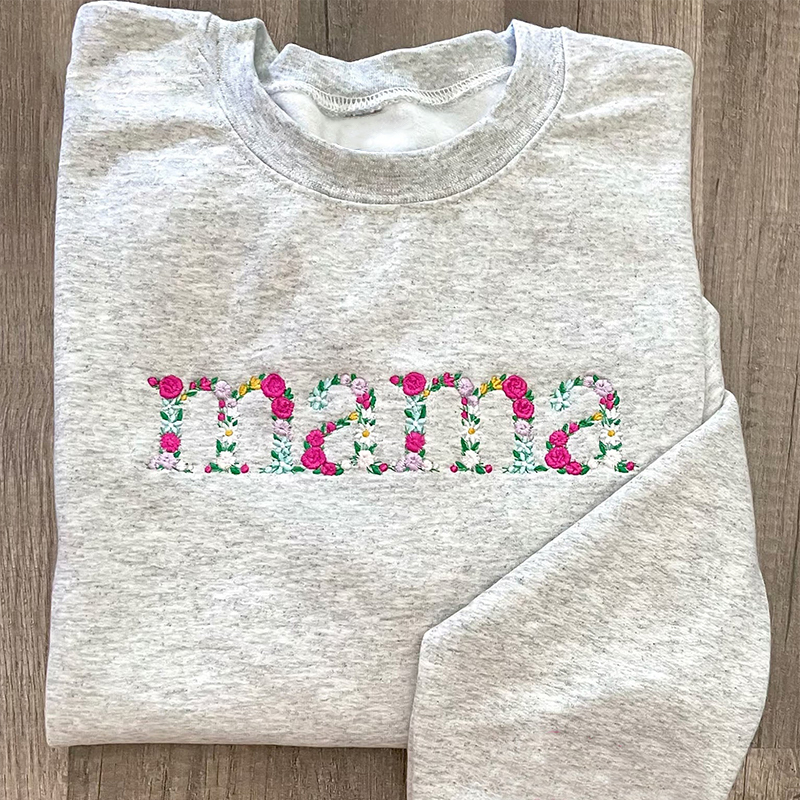Spersonalizowana bluza z haftem Mama z kwiatowym wzorem Prezent dla Drogiej Mamy