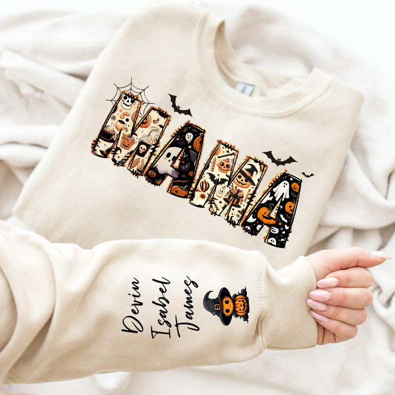 Sudadera personalizada "Spooky Mama" con diseño de nombre personalizado para niños, regalo creativo de Halloween para mamá
