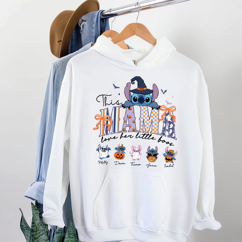 Personalized Hoodie This Mama Loves Her Little Boos Stitch Design Attractive Halloween Gift for Mom