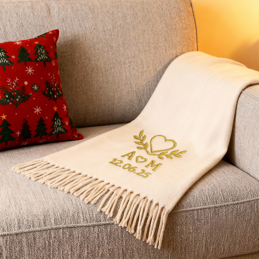 Bufanda de invierno bordada personalizada, regalo de aniversario para parejas o novia