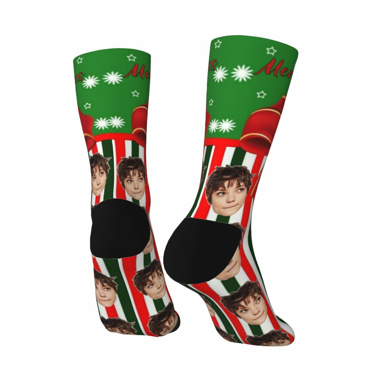 Personalized Face Socks with Christmas Gift Box Patterns Creative Socks for Husband
