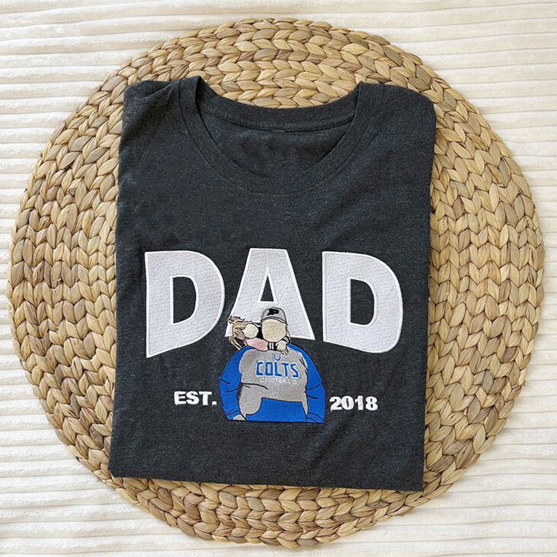 Personalized Sweatshirt Embroidered Custom Photo Father and Kids Design Perfect Father's Day Gift