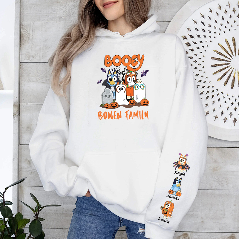 Personalized Hoodie Booey Custom Dog Cute Cartoon Pattern Design Halloween Gift for Family
