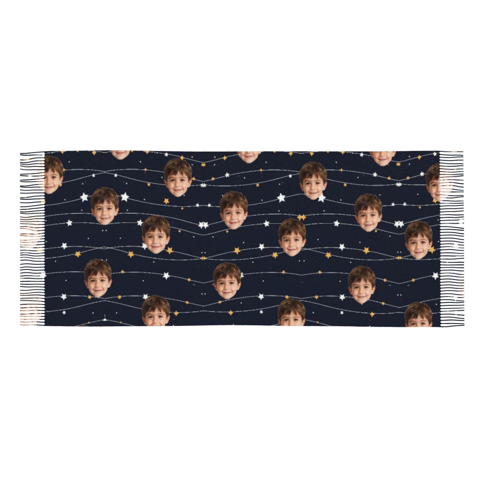 Custom Scarf with Child's Photo and Starry Sky Background Winter Scarf Gift for Mom