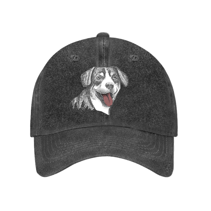 Personalized Hat with Custom Pet Head Portrait Sketch Picture for Pet Lover