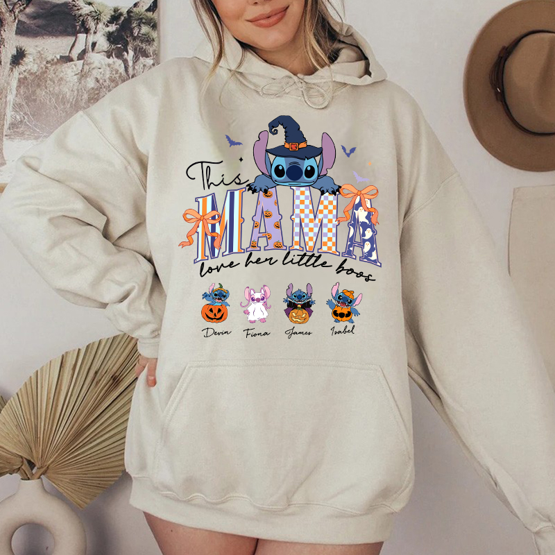 Personalized Hoodie This Mama Loves Her Little Boos Stitch Design Attractive Halloween Gift for Mom