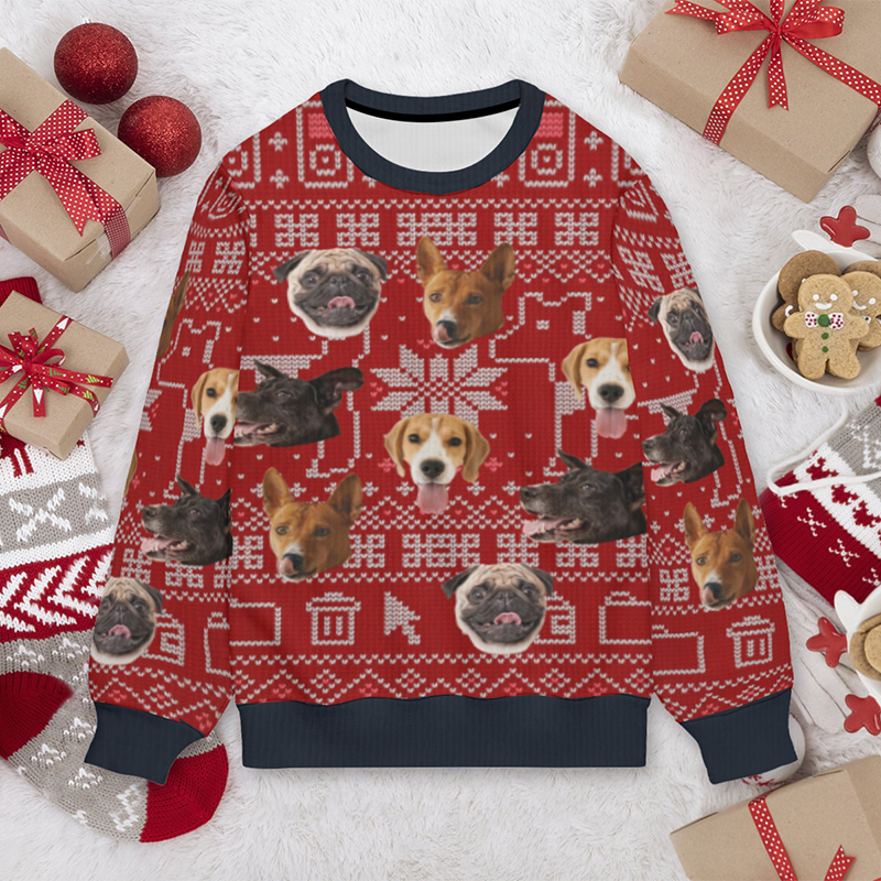 Gepersonaliseerde lelijke trui Unisex Aangepaste foto Hondenhoofd Schattig kerstcadeau voor dierenliefhebbers