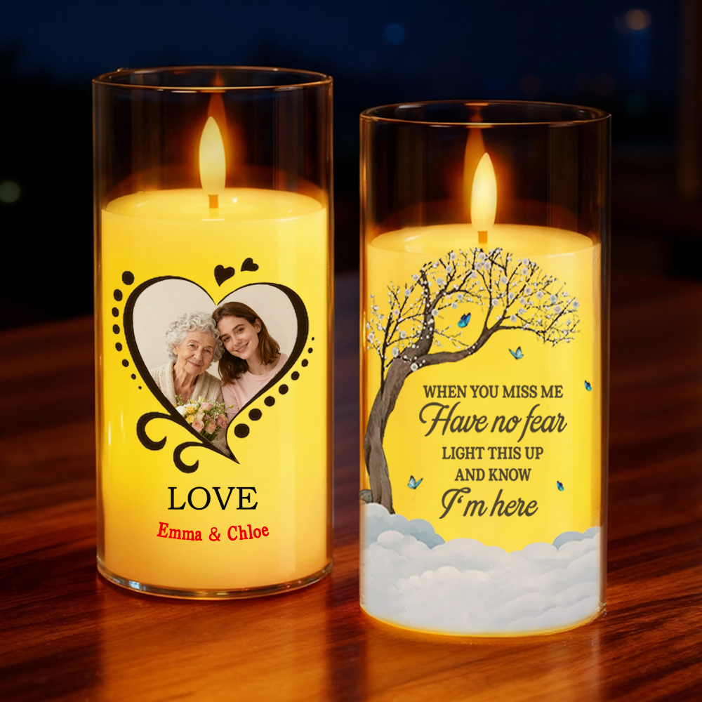 Personliga LED-ljusstakar med tillagda foton Kreativa ljus Minnesgåvor till nära och kära