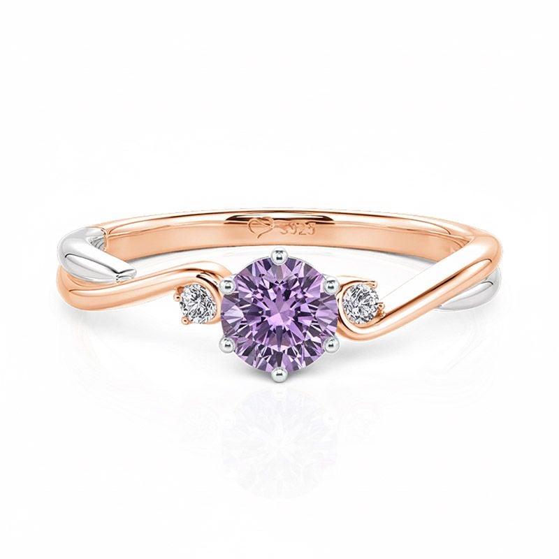 Jeulia Two Tone Three Stone Custom Birthstone Twist Ring