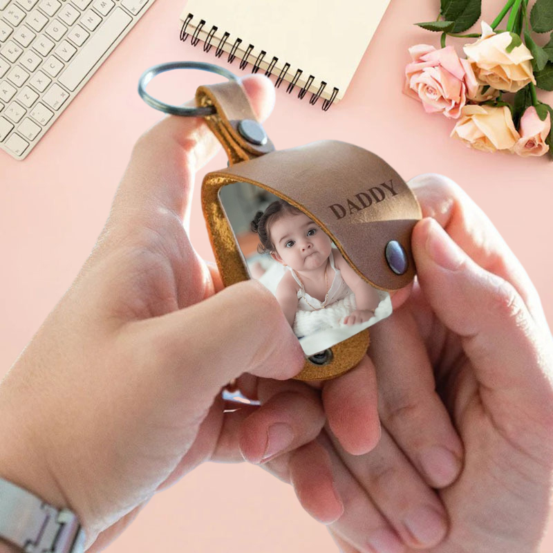 レザー ミニ 写真入れ 名入れ フォトフレーム キーホルダー