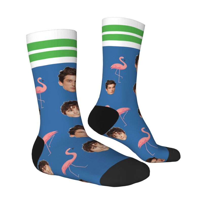 Calcetines faciales personalizados con estampado de flamencos de pareja