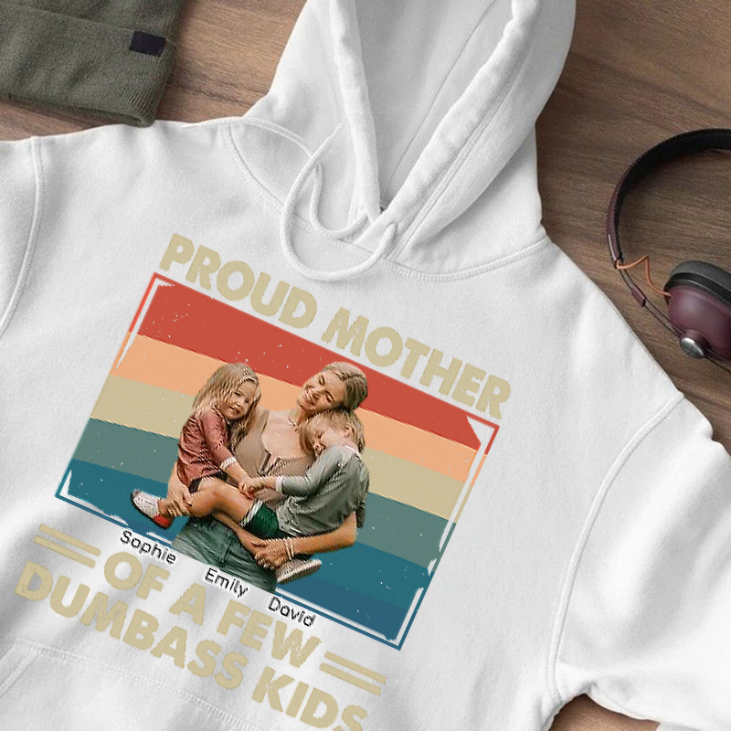 Personalized Hoodie Proud Mother of A Few Kids with Custom Photo Funny Gift for Mother's Day