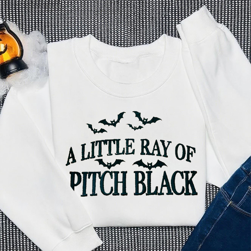 Personalized Sweatshirt Embroidered A Little Ray of Pitch Black Bats Design Halloween Gift for Family