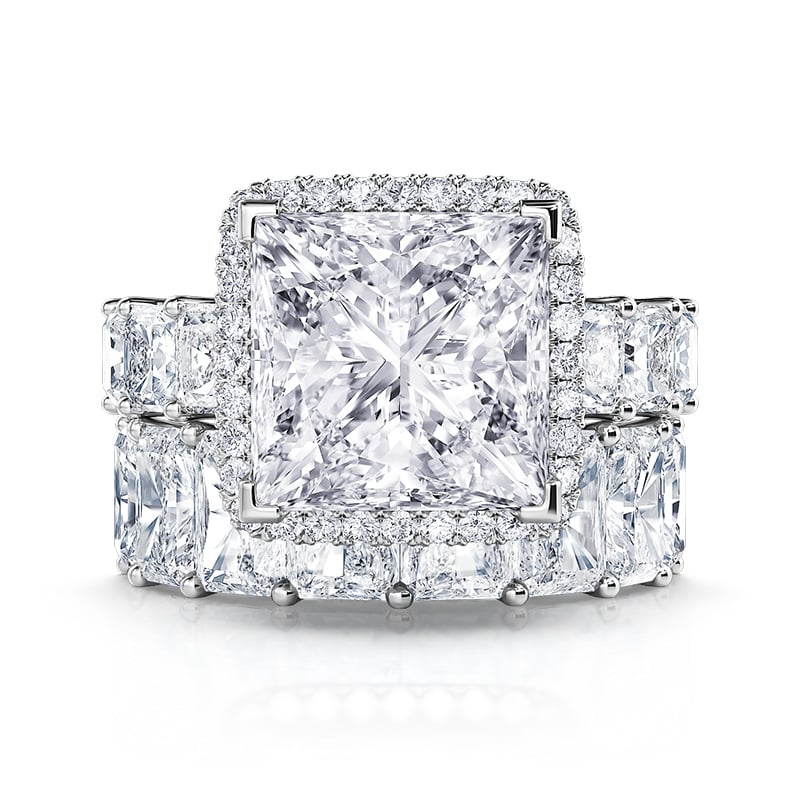 Jeulia Vintage Radiant Cut Women Ring Set Sterling Silver