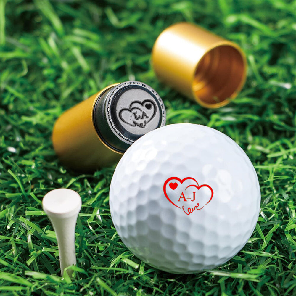 Custom Golf Ball Stamp with Love Heart Pattern Valentine's Day Gift for Couples
