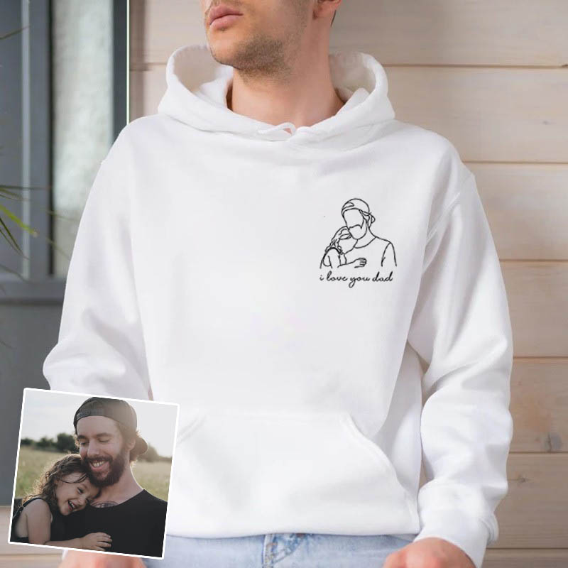 Personalized Hoodie Elaborate Line Design Picture with Custom Text for Best Dad