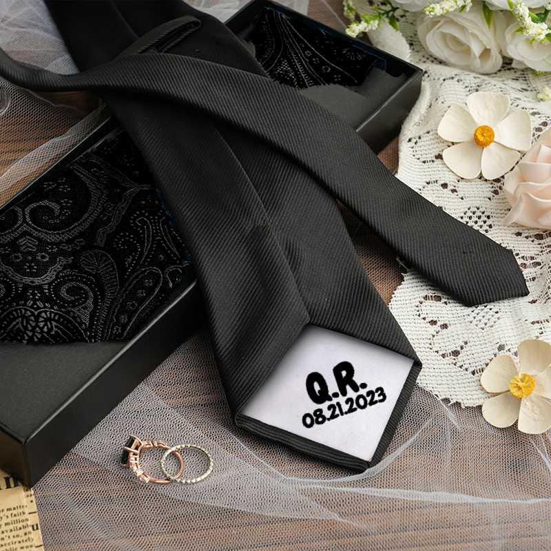 Custom Letter Tie with Custom Date Simple Gift for Boyfriend