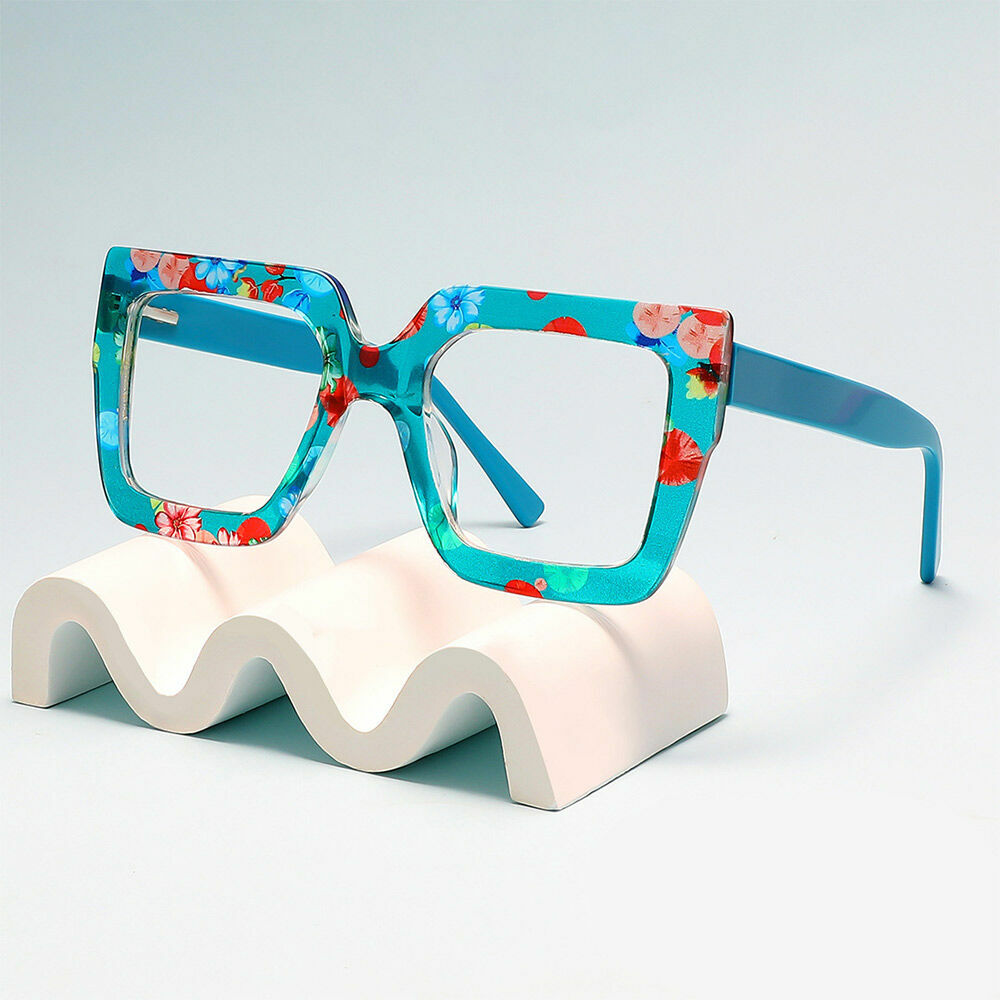 Bron Quadratische Blaue Blume Brille