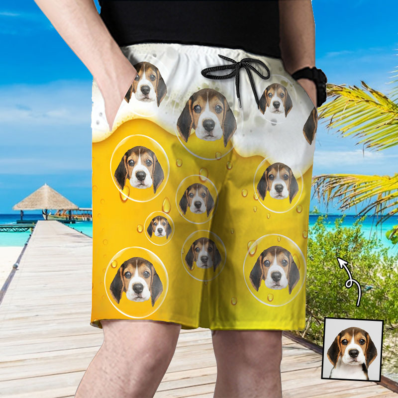 Shorts de playa personalizados con estampado de burbujas para hombre. Un regalo interesante para él.