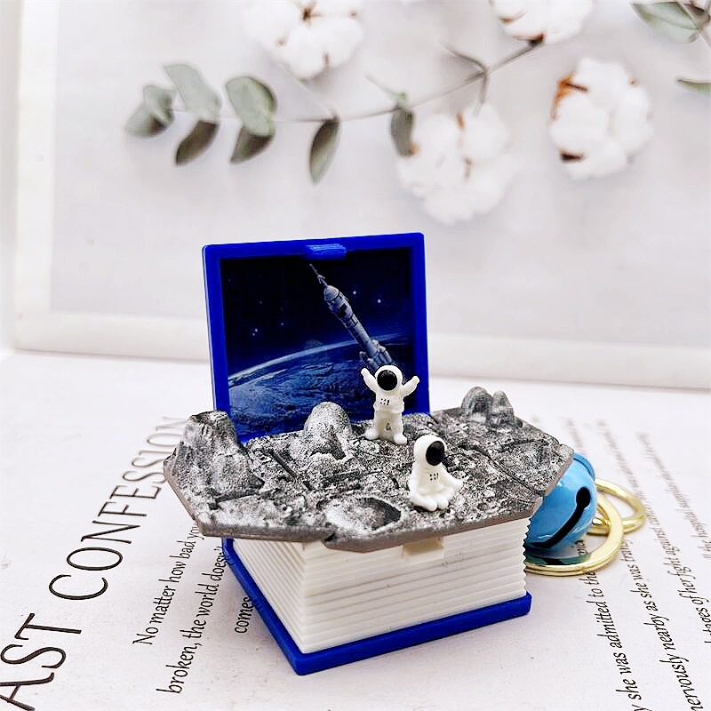 Llavero creativo de mundo de fantasía con libro desplegable en 3D, regalo interesante para amigos.