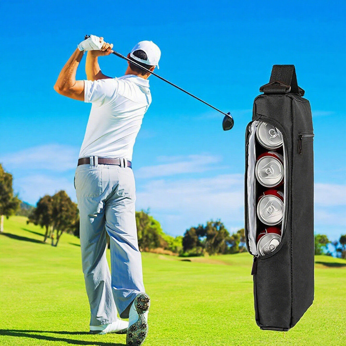 Personalised Golf Cooler Bag with Custom Name Beer Sleeve Beer Can Cooler Bag for Golf Player