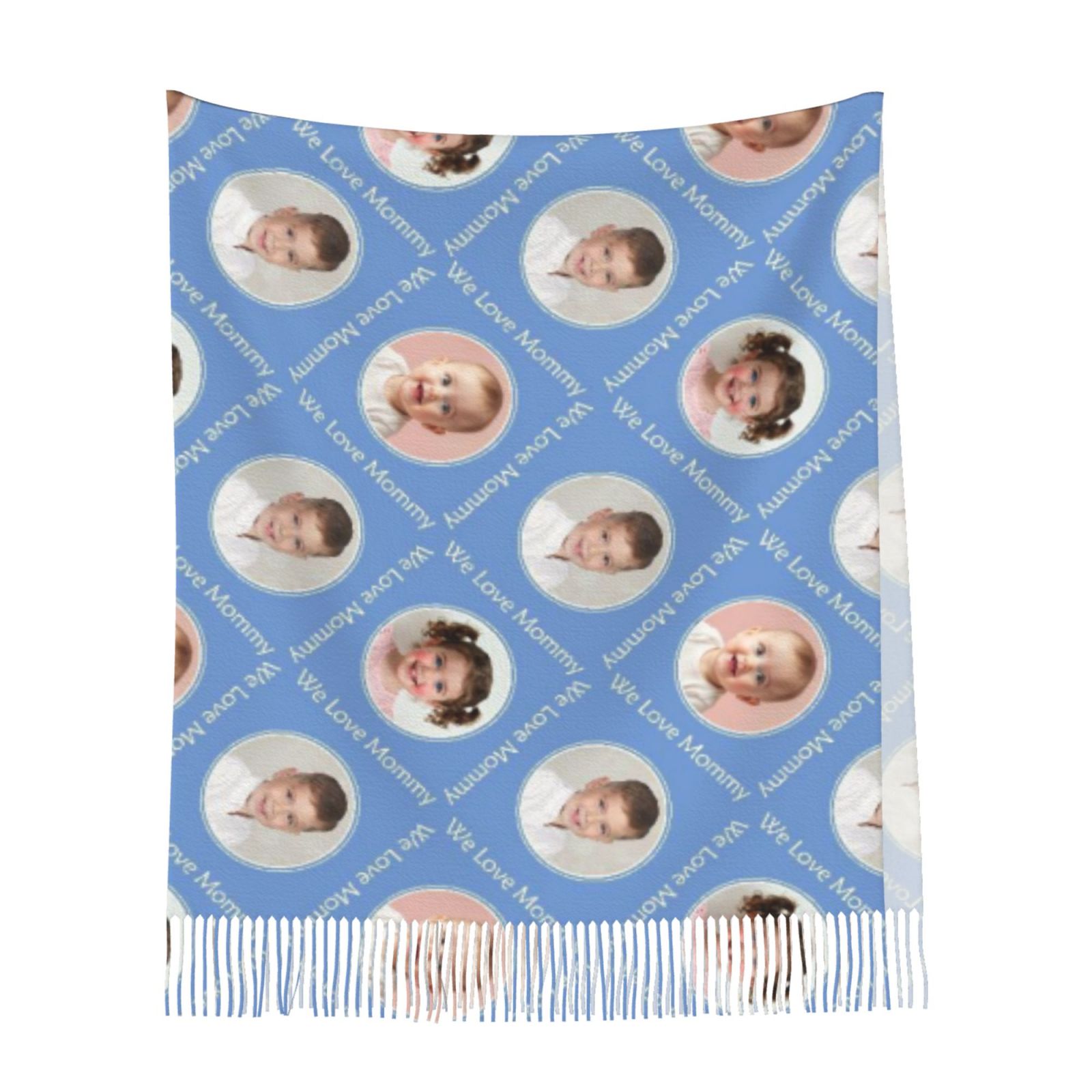Anpassad halsduk med barnfoto Mjuk sjal Mors dag-present till mamma