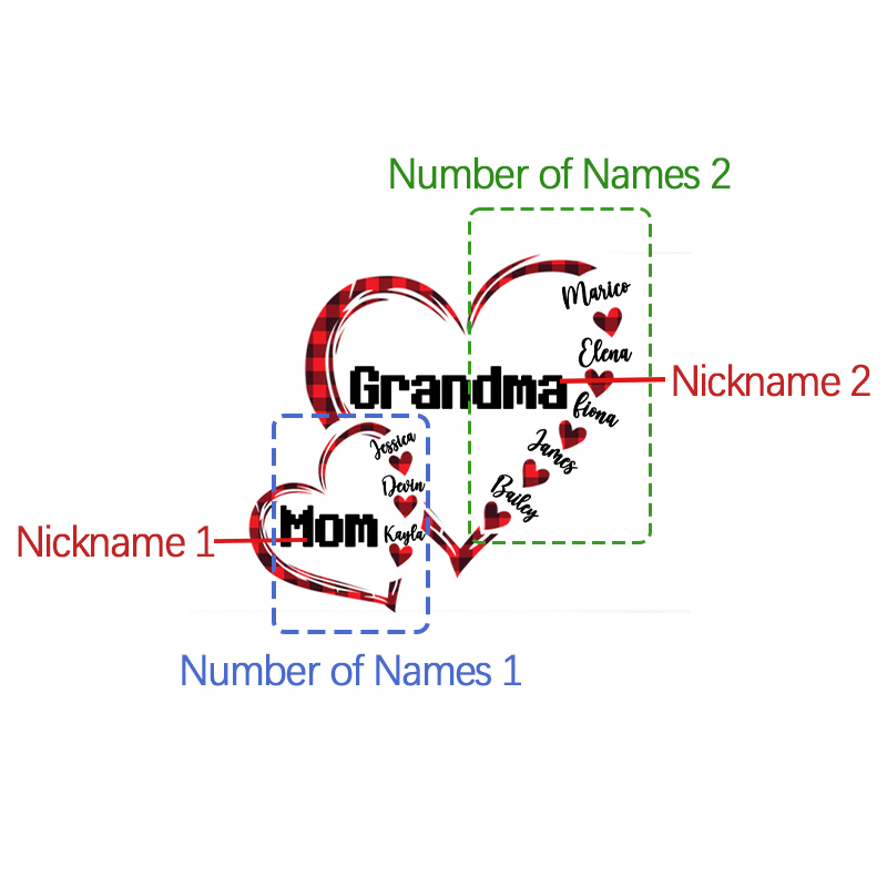 Personalized Ugly Sweater Unisex Custom Kids Name Heart Design Perfect Christmas Gift for Mom and Grandma