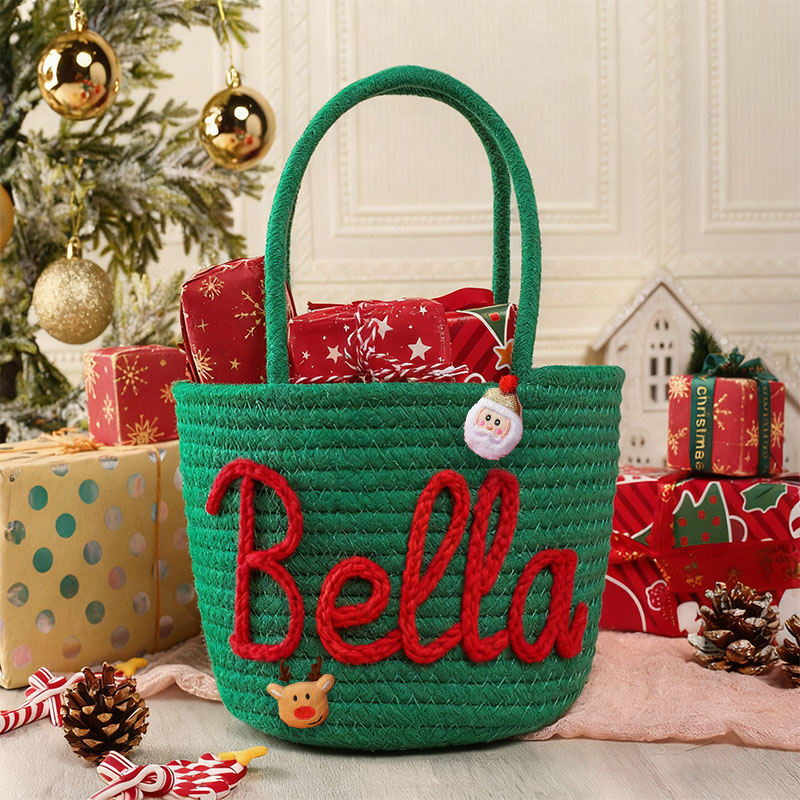 Personalised Name Christmas Gift Bag Storage Basket Funny Present for Children