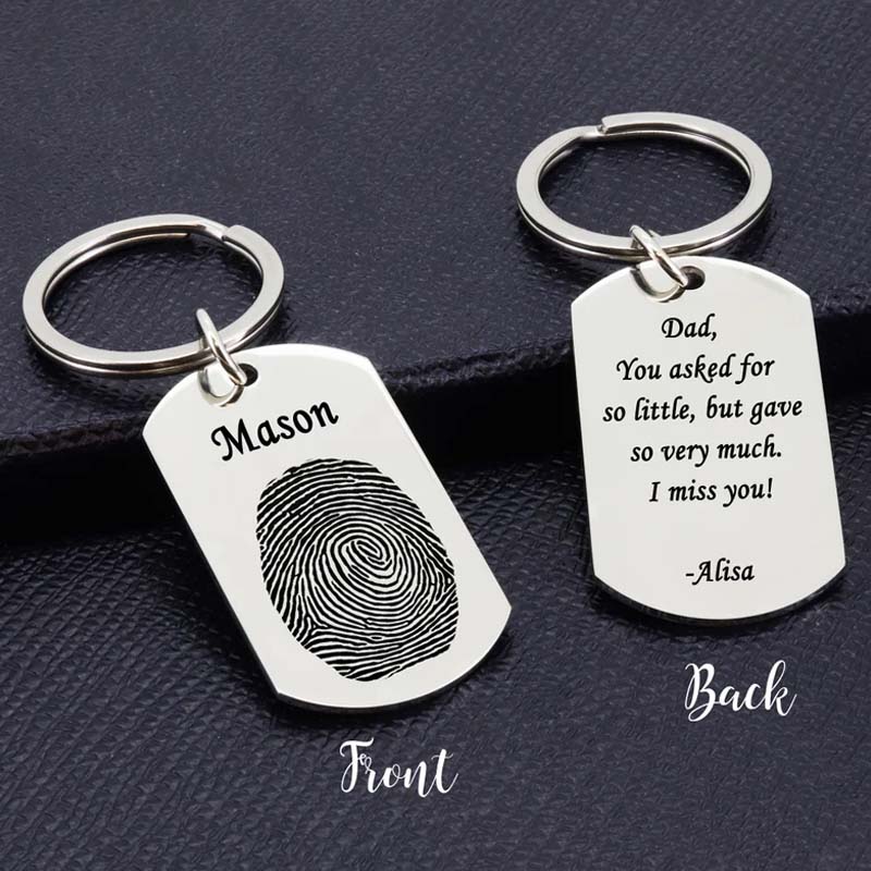 Custom Round Name Fingerprint Keychain