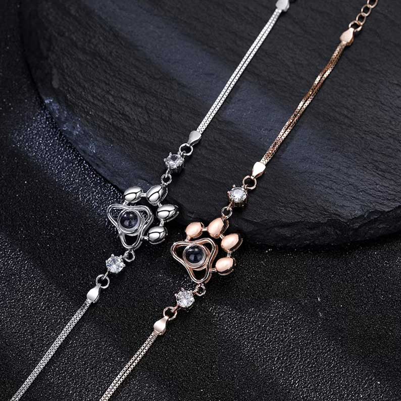 ペット 犬 猫 肉球 投影 写真 写真入れ ブレスレット カスタマイズ